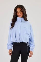 Stripe Nylon Funnel Neck Jacket - Light Blue