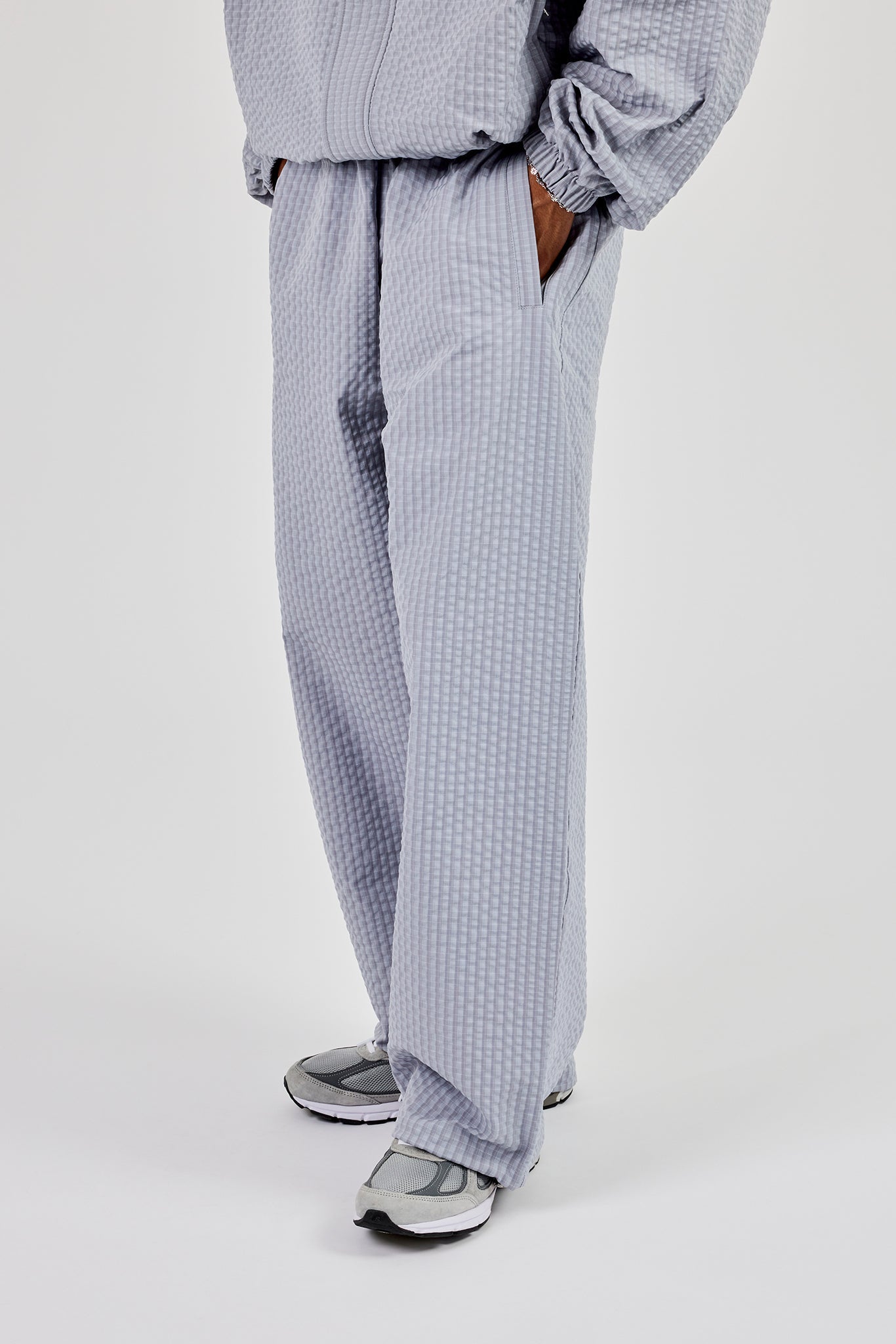 Nylon Check Trouser - Light Grey