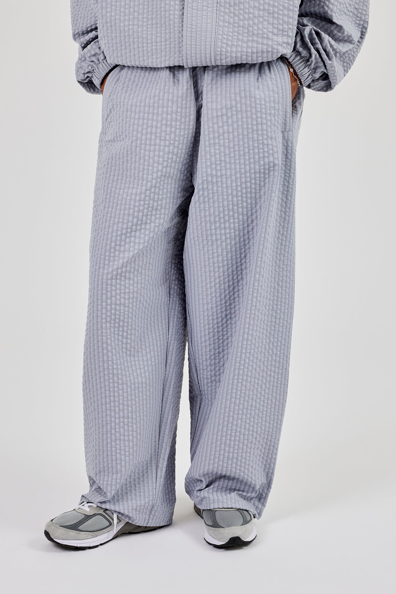 Nylon Check Trouser - Light Grey