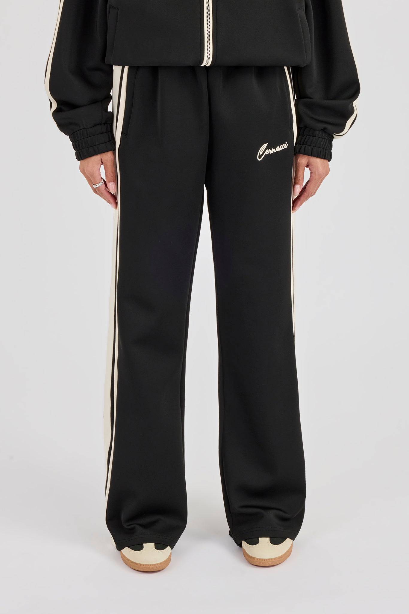Taping Contrast Waistband Track Pant - Black