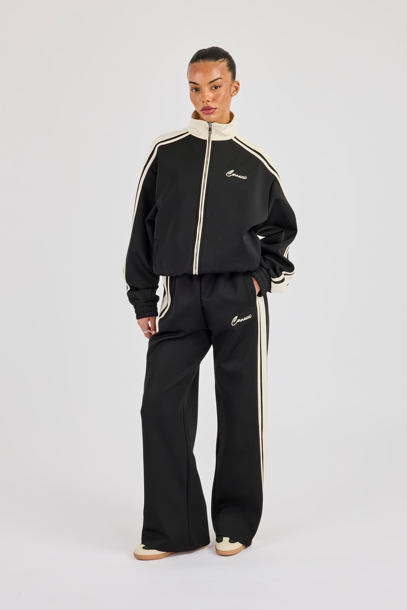 Taping Contrast Track Jacket & Pant - Black