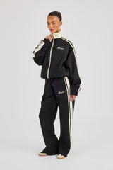 Taping Contrast Waistband Track Pant - Black