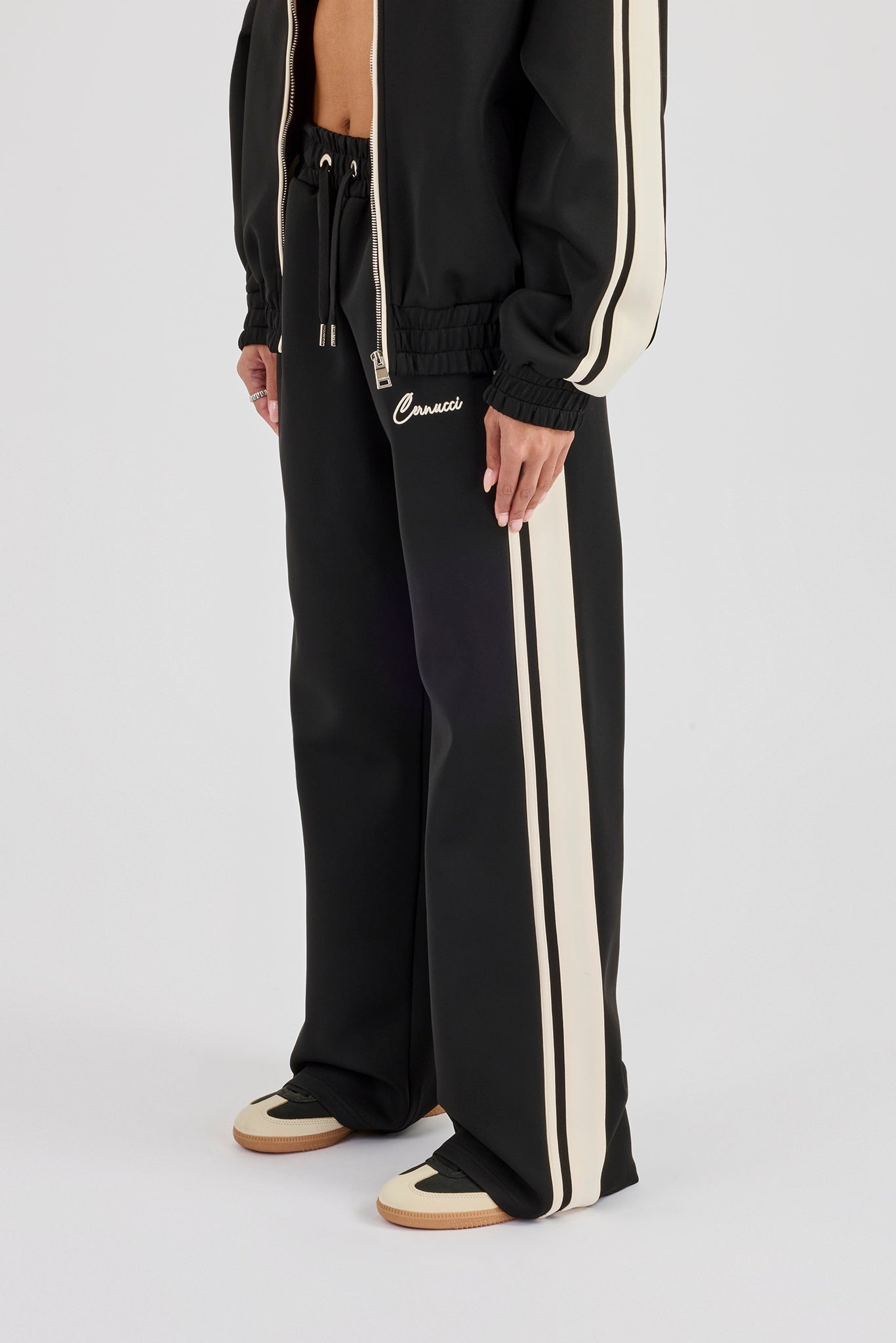 Taping Contrast Waistband Track Pant - Black