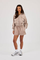 Applique Jersey Short - Washed Taupe