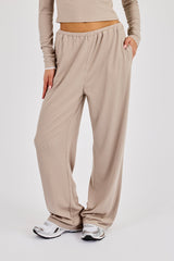 Soft Touch Ribbed Trouser - Taupe