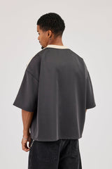 Oversized Cernucci Football Top - Charcoal