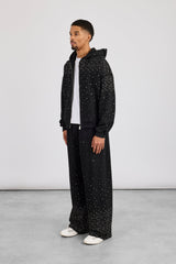 Rhinestone Zip Through Tracksuit - Black