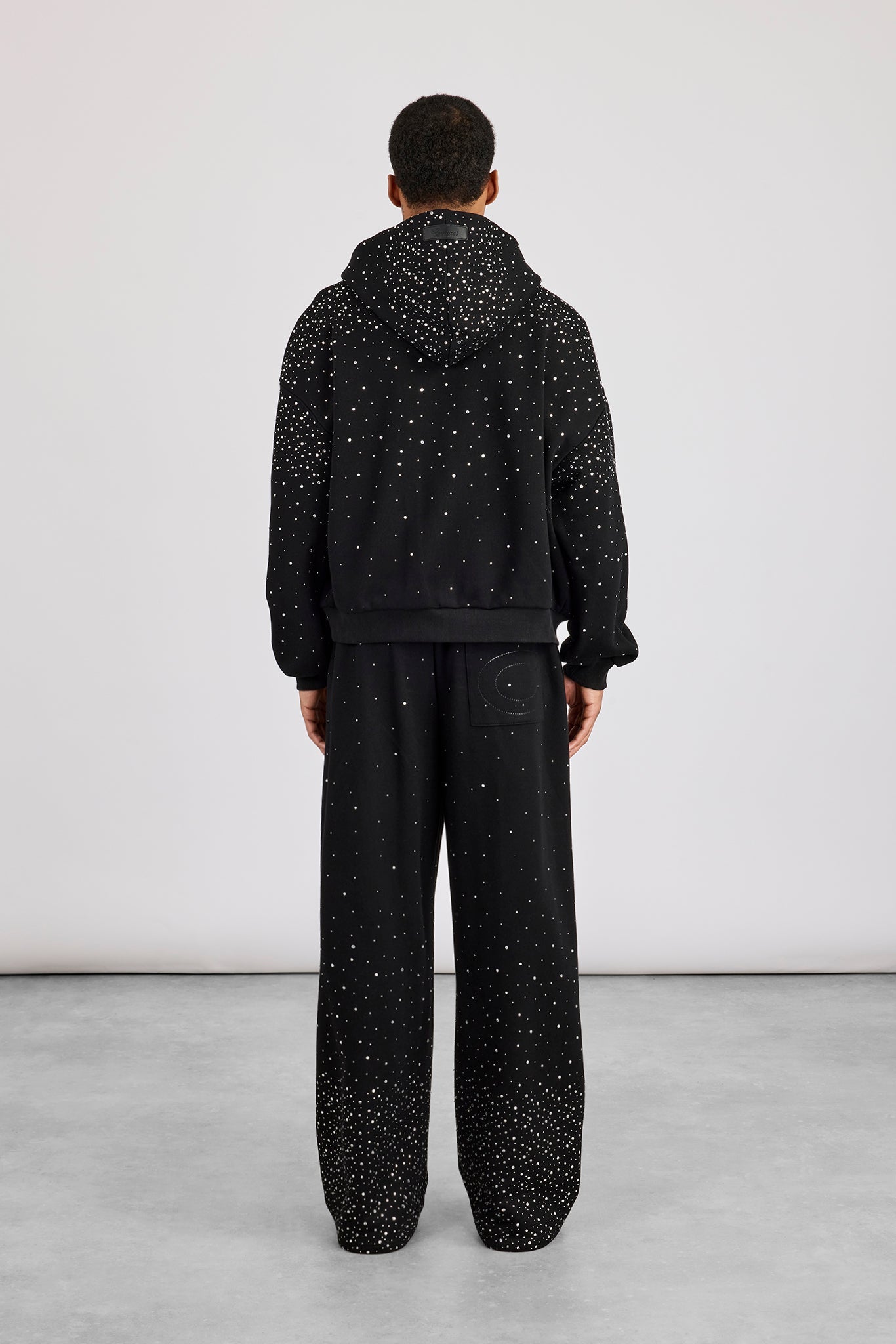 Rhinestone Zip Through Tracksuit - Black