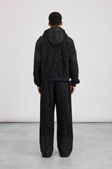 Rhinestone Zip Through Tracksuit - Black