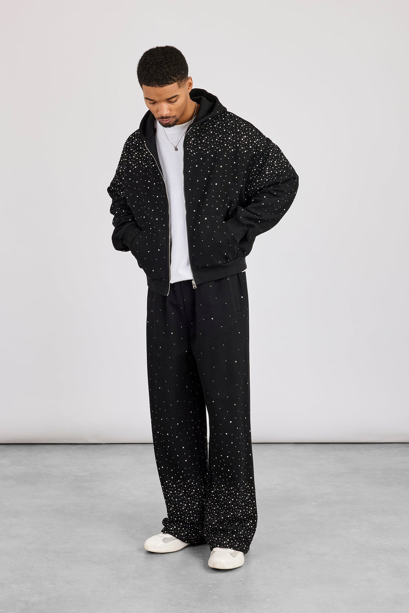 Rhinestone Zip Through Tracksuit - Black | Mens Sets | Shop Tracksuits ...
