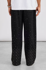 Rhinestone Baggy Jogger - Black