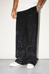 Rhinestone Baggy Jogger - Black