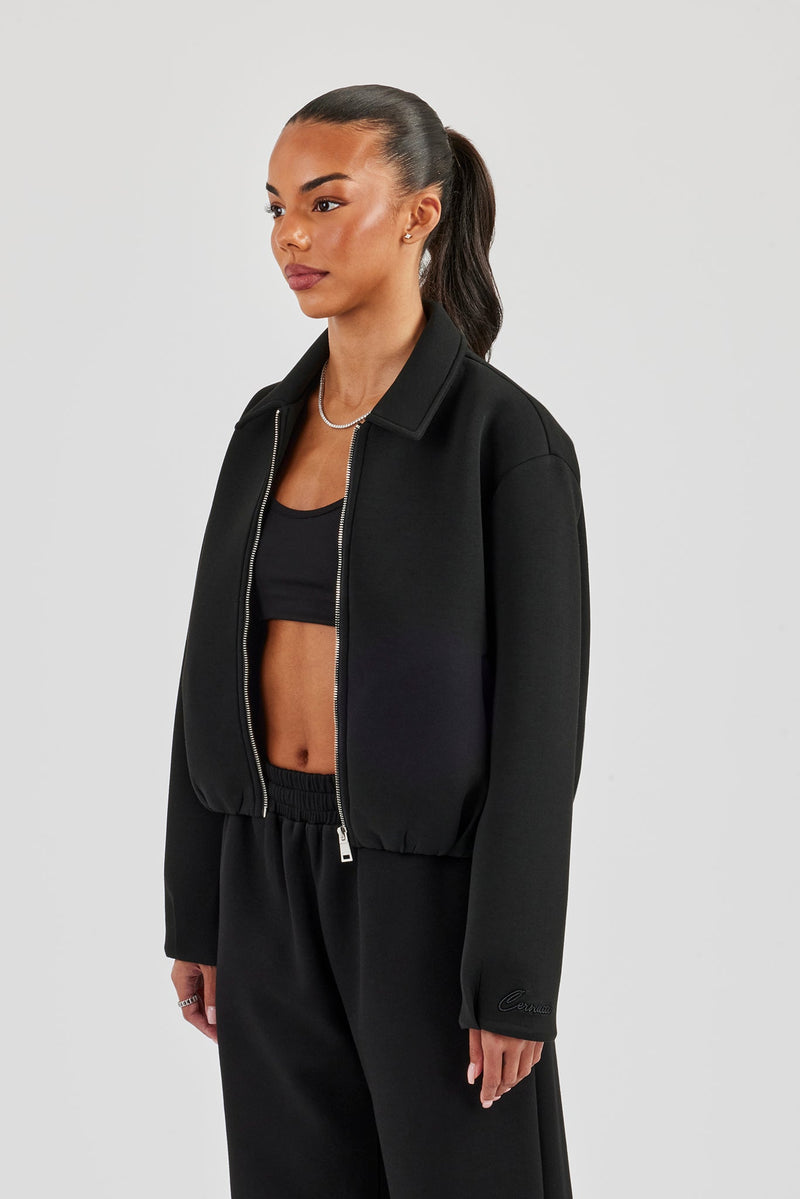 Womens Scuba Harrington Jacket - Black