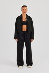 Women's Scuba Harrington Jacket & Wide Leg Jogger - Black