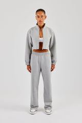 Scuba Funnel Neck Crop Jacket & Jogger - Grey