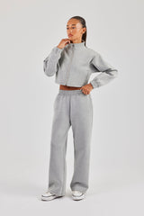 Scuba Funnel Neck Crop Jacket - Grey
