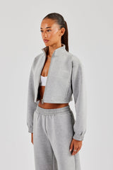 Scuba Funnel Neck Crop Jacket - Grey
