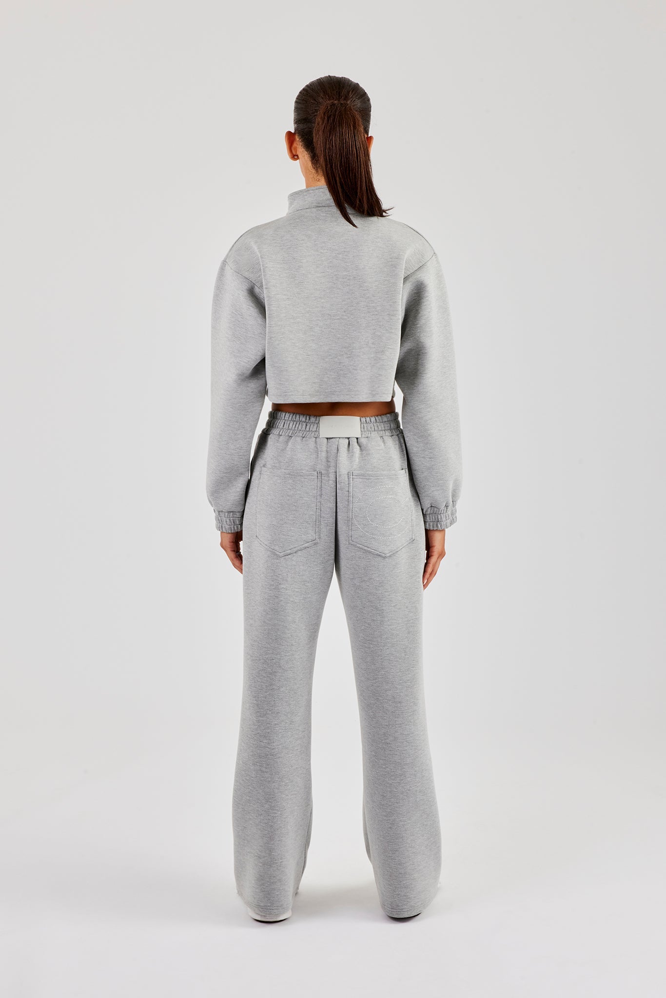 Scuba Funnel Neck Crop Jacket & Jogger - Grey