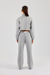 Scuba Funnel Neck Crop Jacket & Jogger - Grey
