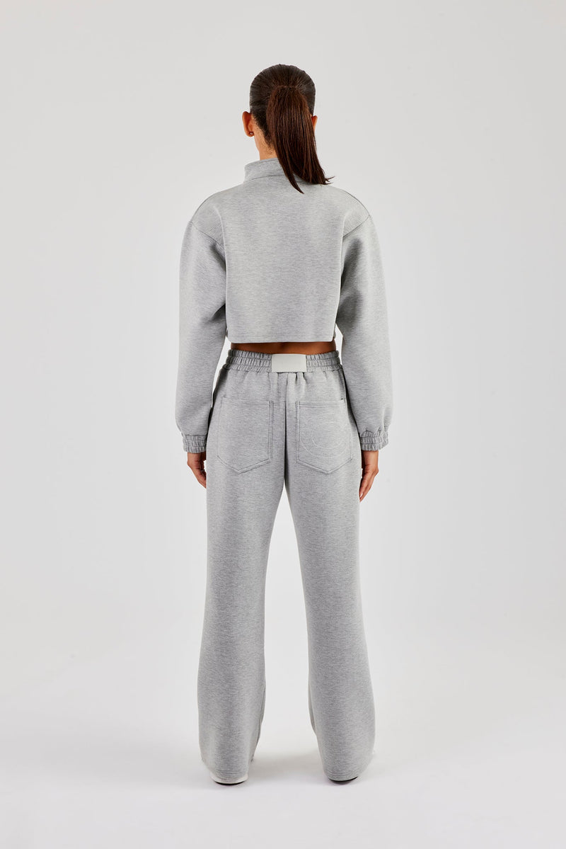 Scuba Funnel Neck Crop Jacket & Jogger - Grey