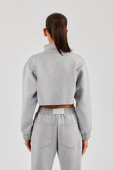 Scuba Funnel Neck Crop Jacket - Grey