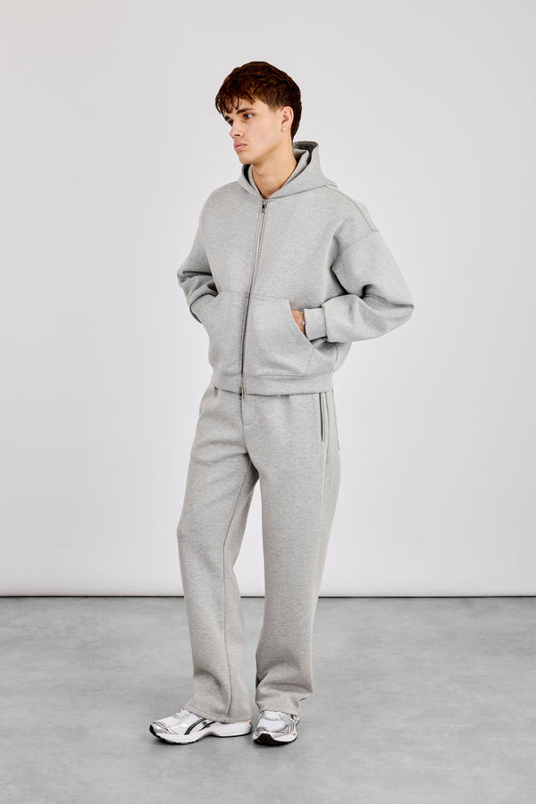 Scuba Zip Through Boxy Hoodie & Relaxed Scuba Trouser - Grey