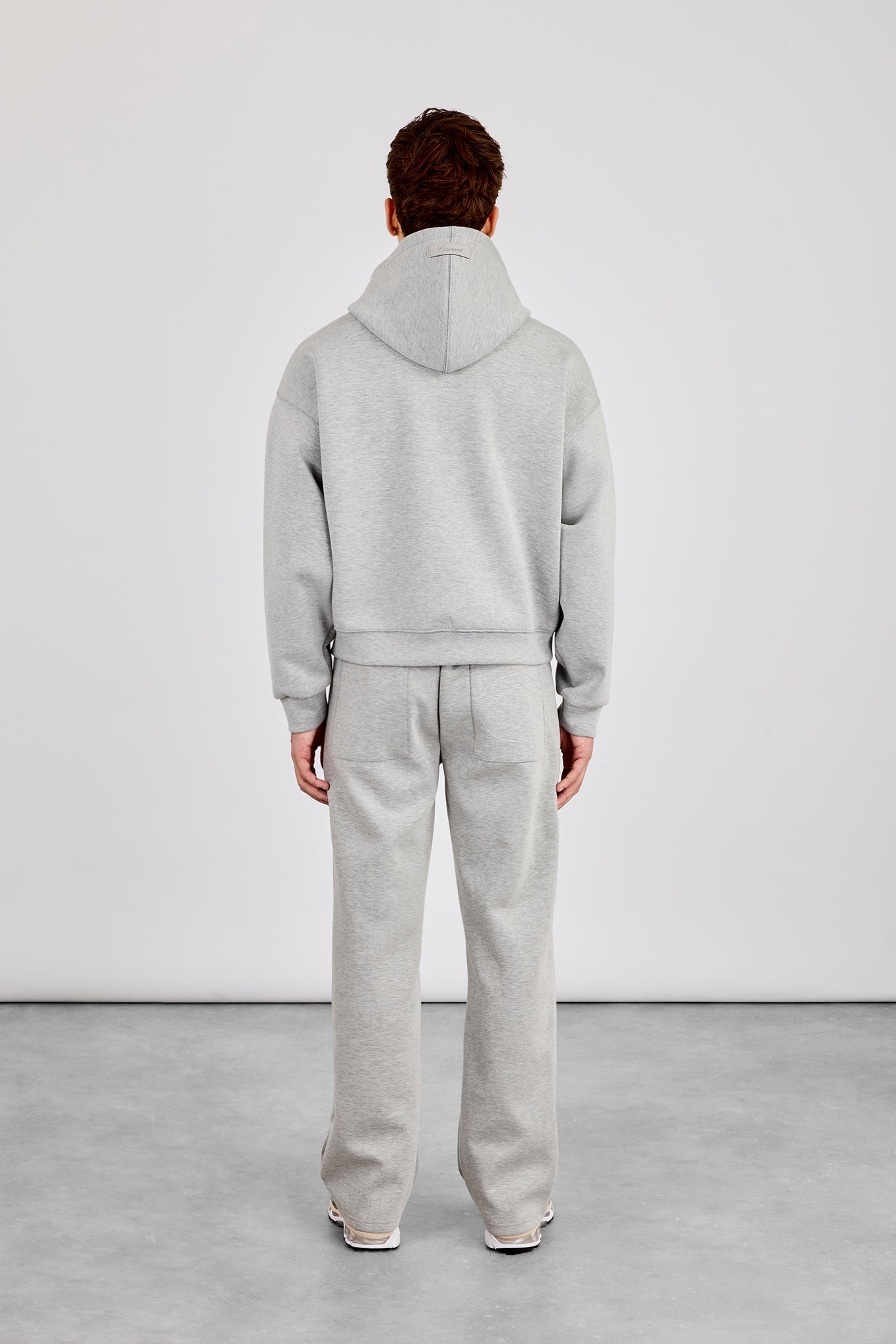 Scuba Zip Through Boxy Hoodie & Relaxed Scuba Trouser - Grey