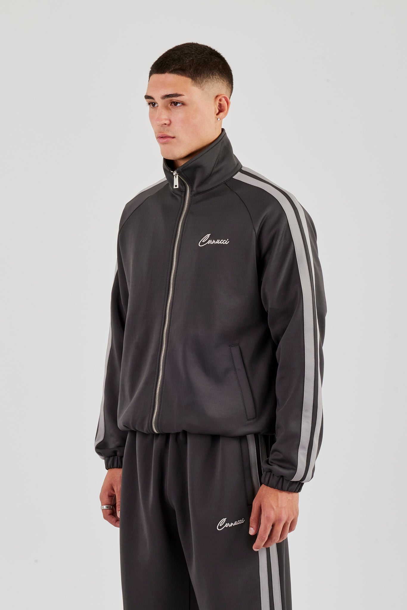 Taping Track Jacket - Charcoal | Mens Outerwear | Shop Jackets at