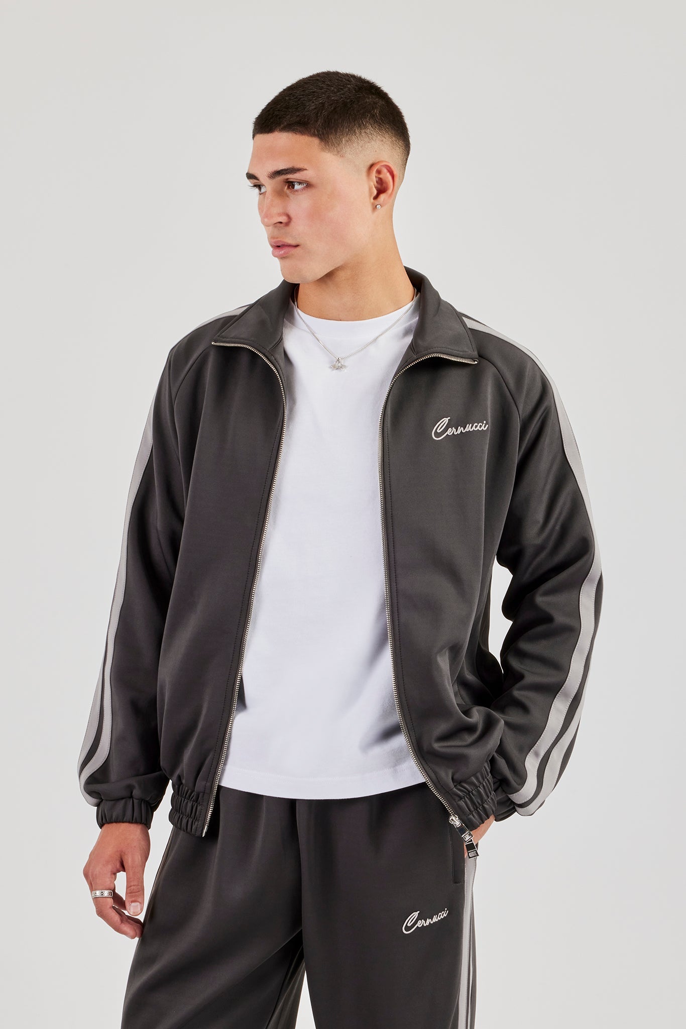 Taping Track Jacket - Charcoal | Mens Outerwear | Shop Jackets at