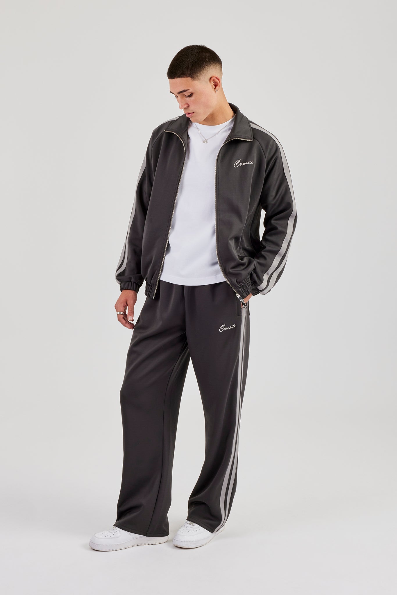 Relaxed Taping Track Pant - Charcoal