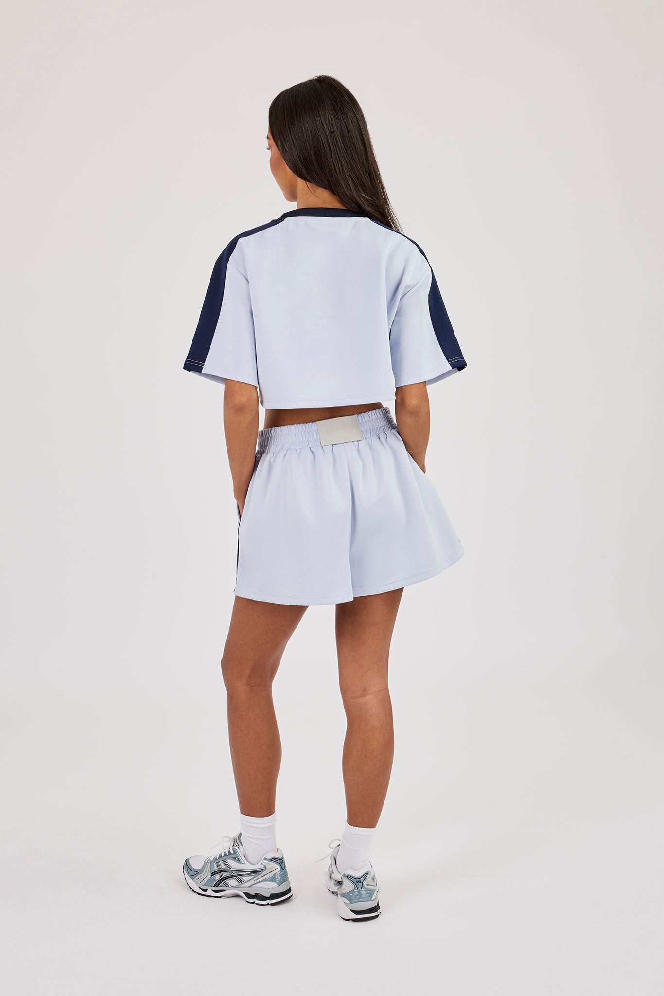Cropped Short Sleeve Football Top & Short – Baby Blue
