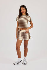 Double Stripe Soft Touch Short - Beige