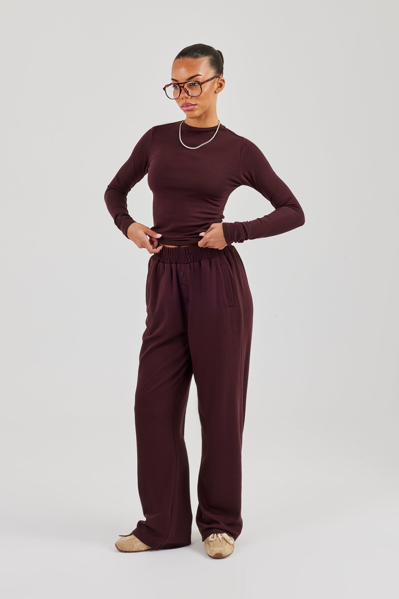 Soft Touch Long Sleeve Top & Trouser - Burgundy