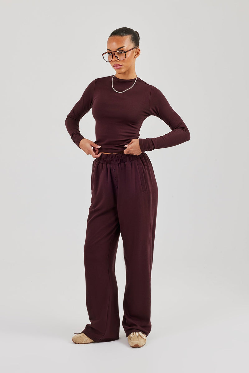 Soft Touch Long Sleeve Top & Trouser - Burgundy