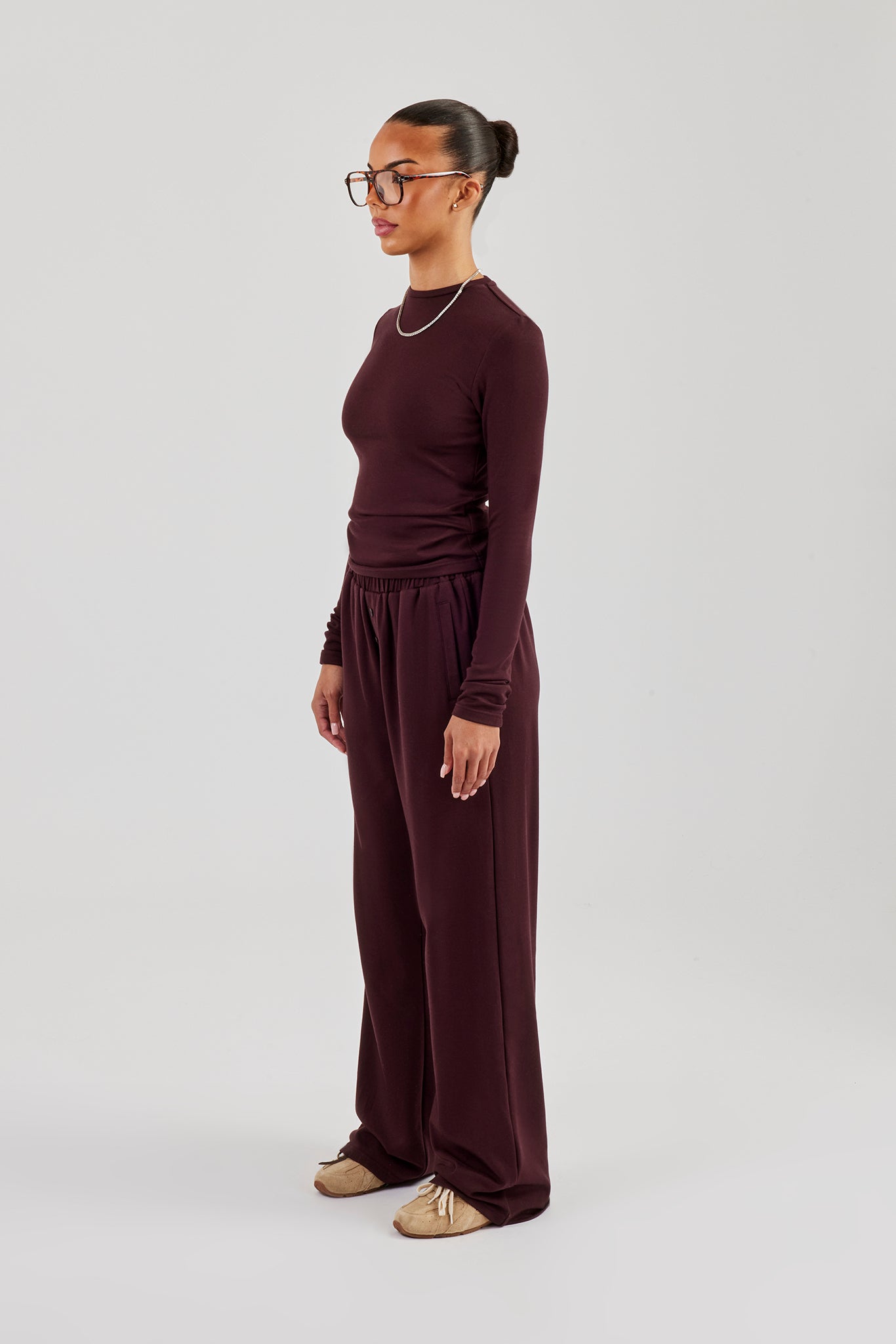 Soft Touch Long Sleeve Top & Trouser - Burgundy