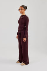 Soft Touch Long Sleeve Top & Trouser - Burgundy