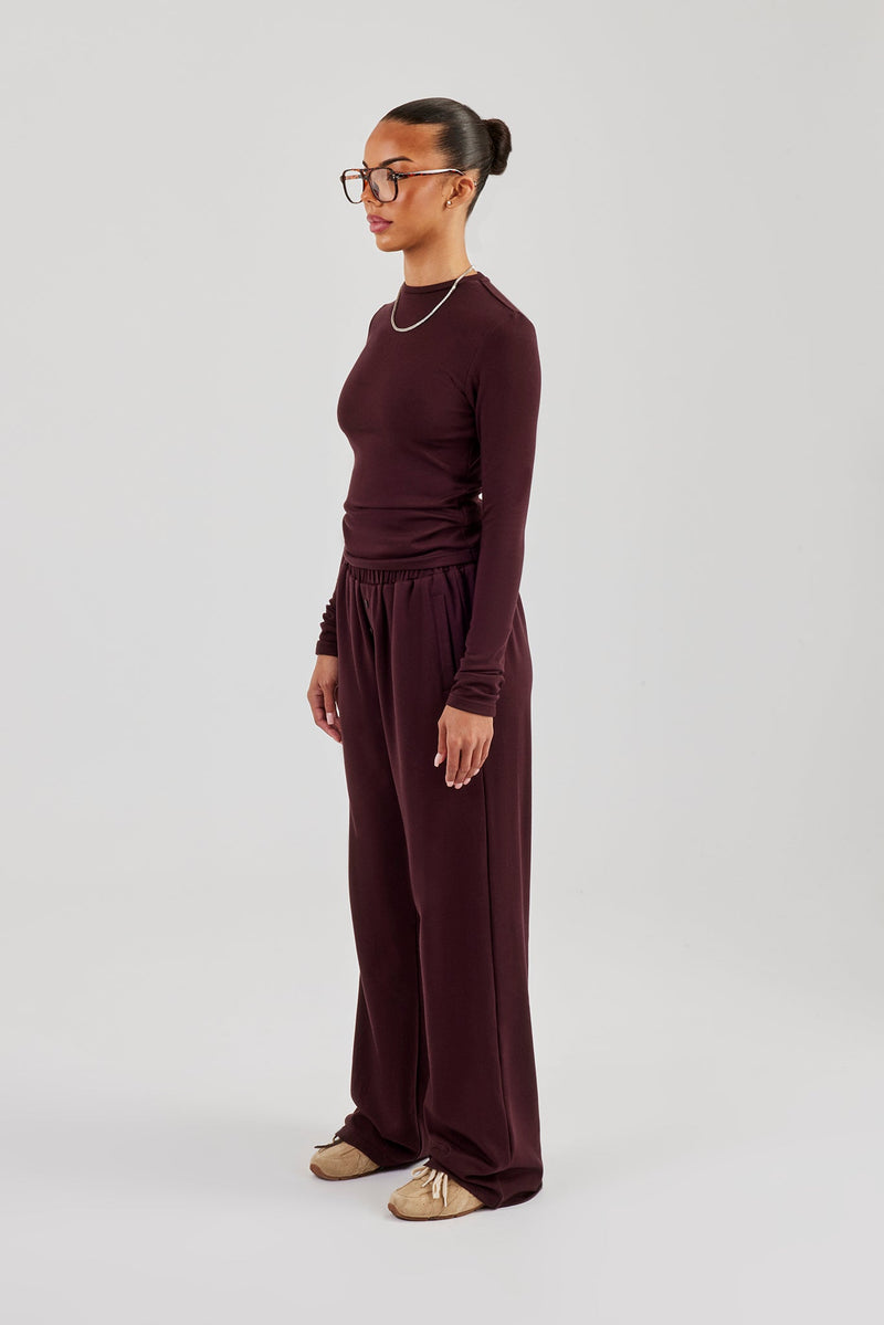 Soft Touch Long Sleeve Top & Trouser - Burgundy