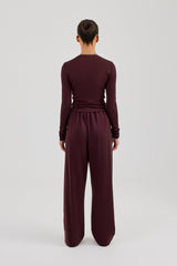 Soft Touch Long Sleeve Top & Trouser - Burgundy