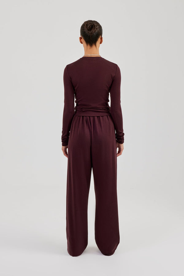 Soft Touch Long Sleeve Top & Trouser - Burgundy
