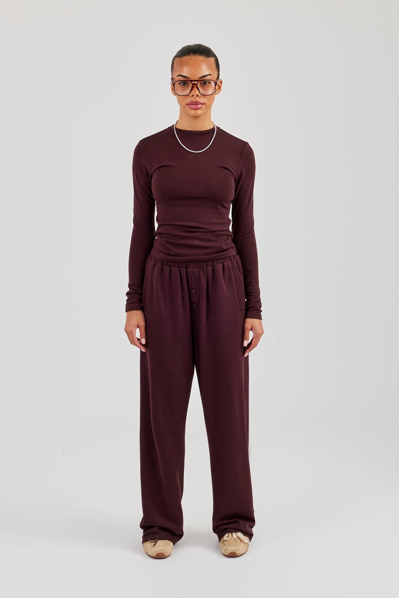 Soft Touch Long Sleeve Top & Trouser - Burgundy