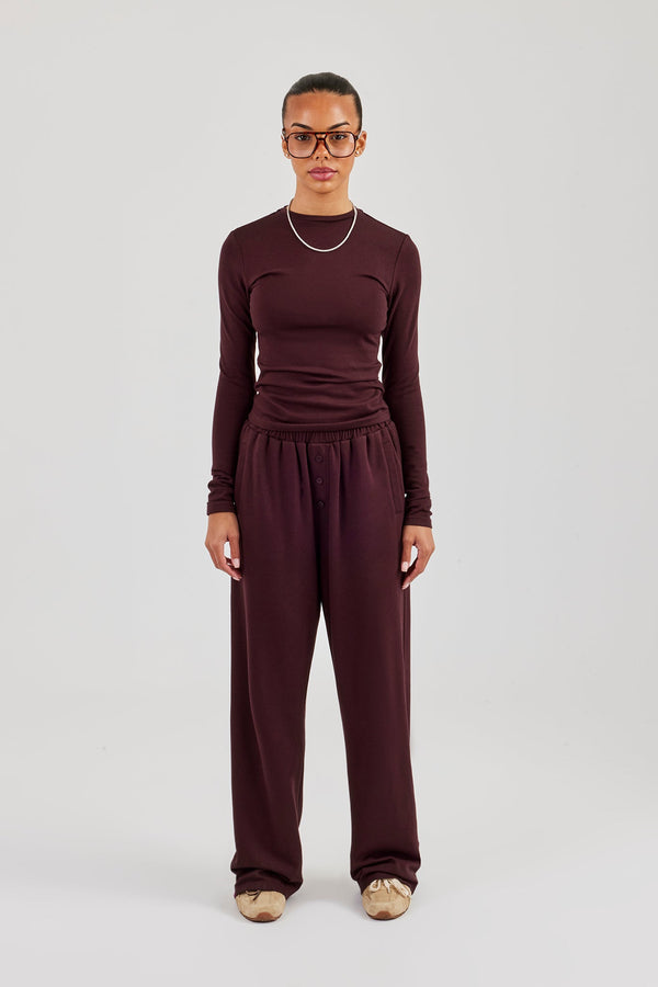 Soft Touch Long Sleeve Top & Trouser - Burgundy