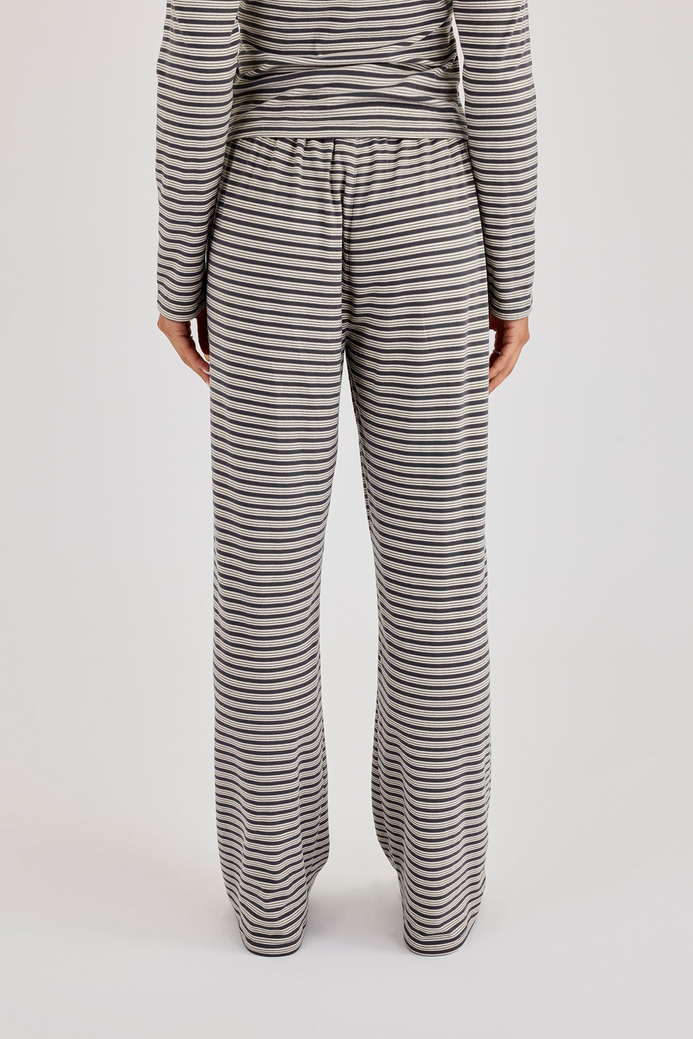 Stripe Soft Touch Button Detail Wide Leg Jogger - Grey