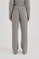 Stripe Soft Touch Button Detail Wide Leg Jogger - Grey