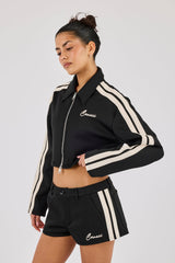 Taping Cropped Harrington Jacket & Micro Short - Black