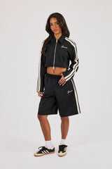 Taping Cropped Harrington Jacket & Jort - Black