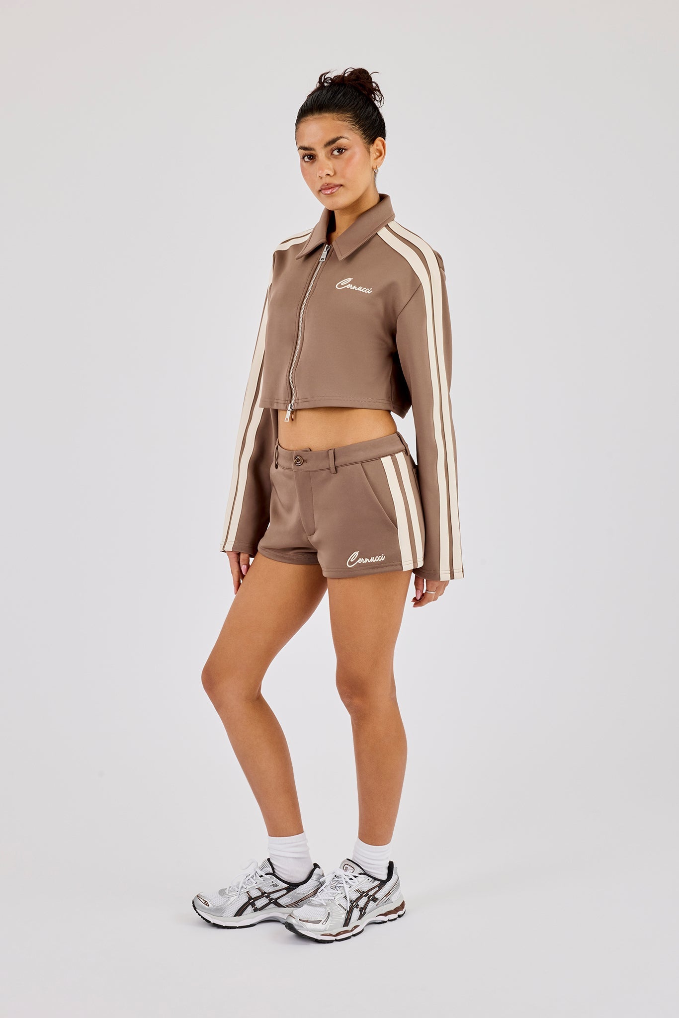 Taping Cropped Harrington Jacket & Micro Short - Taupe