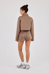 Taping Cropped Harrington Jacket & Micro Short - Taupe
