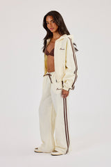 Nylon Taping Cropped Harrington Jacket & Wide Leg Track Pant - Off White
