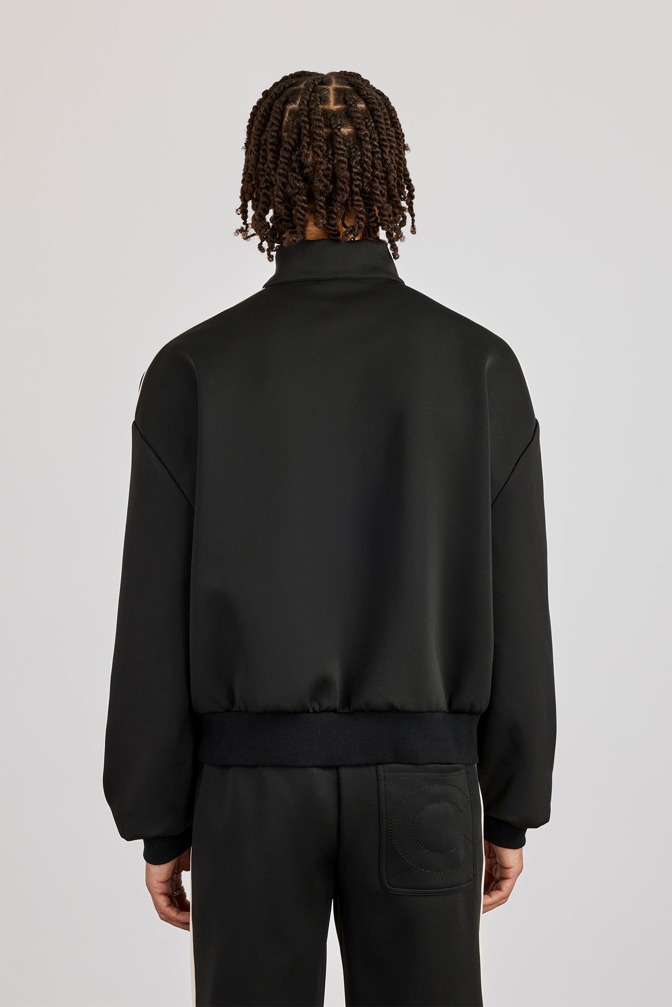 Half Zip Funnel Neck With Side Panel - Black