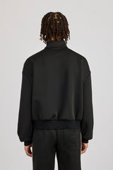 Half Zip Funnel Neck With Side Panel - Black
